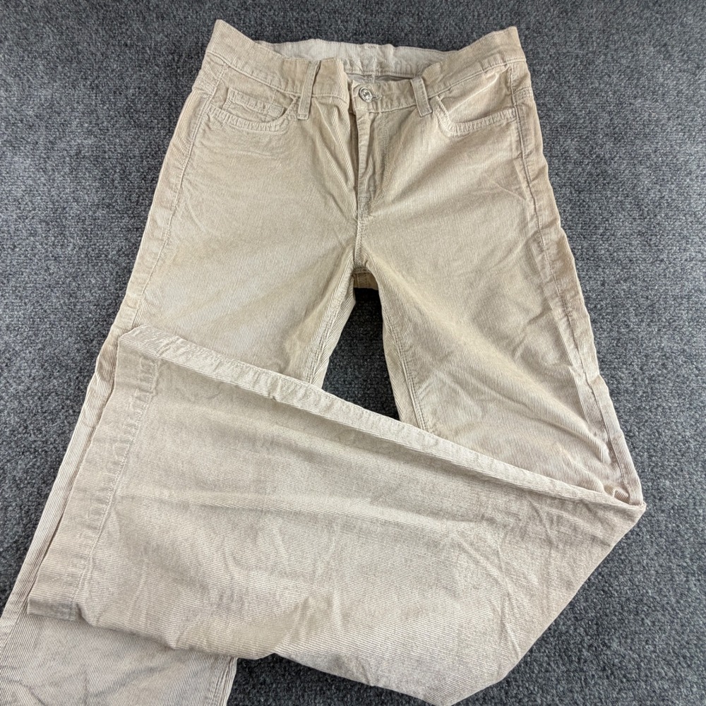 7 For All Mankind Ginger Tan Corduroy Wide Leg Flare Pants Beige Size 29